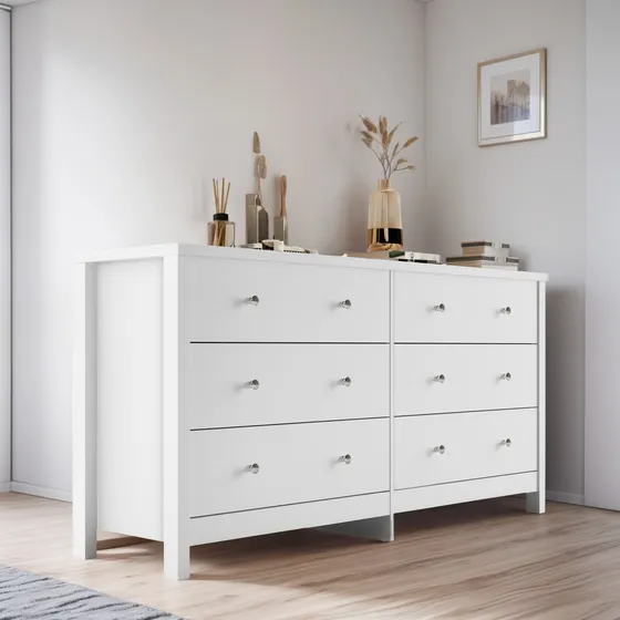Cômoda Quarto Bebe 6 Gavetas Trocador Fralda Multifuncional Cor Branco