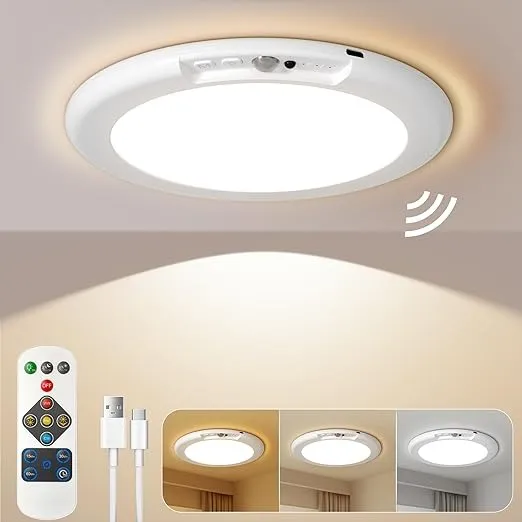 Lámpara De Techo Recargable,luz De Techo Inalámbrica De 7.5 