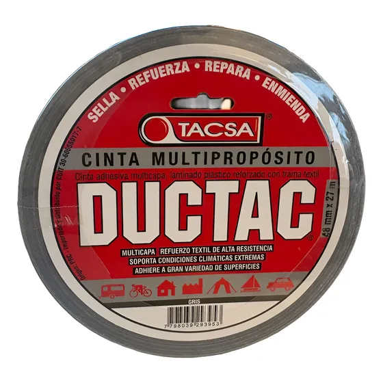 Cinta Multipropósito Tacsa Ductac Gris 48mm X 27mts Pack X 5