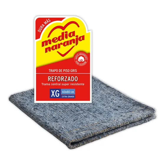 Trapo De Piso Tejido Gris Xg Reforzado Media Naranja