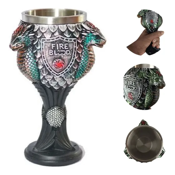Cálice Taça Caneca Copo Viking Crânios Lobo Caveira Medieval
