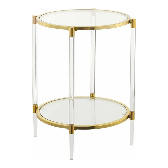 Mesa Auxiliar Cristal Acrilico Color Transparente Dorado