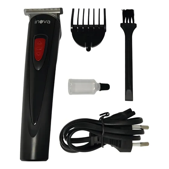 Máquina Aparadora Barbeador Profissional Cabelo Barba Pelos Cor Preta 110V
