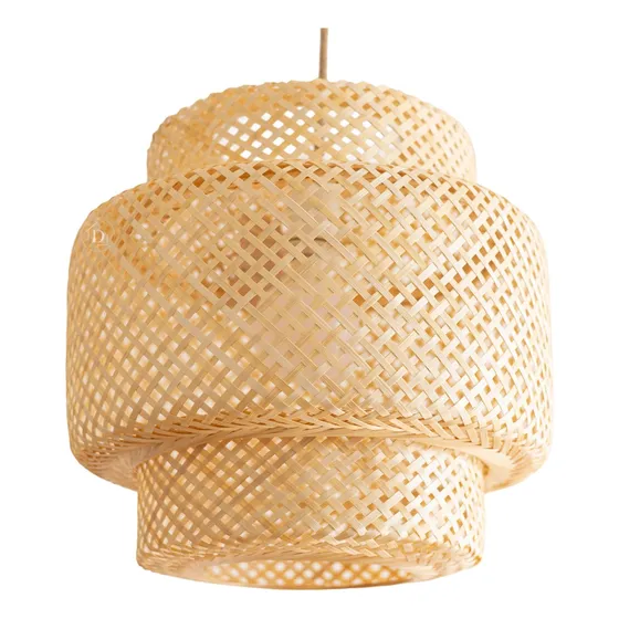 Lampara Colgante De Techo Cesto Canasto Bambu Natural  40x40