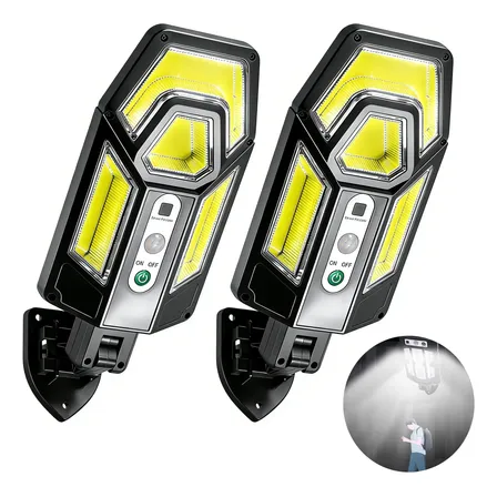 Kit 2 Luminária Solar Poste Refletor Potente Sensor Presença 127/220v Branco-frio Branco Frio