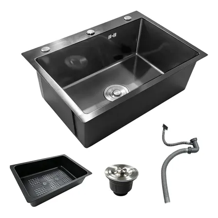 Pia Cuba Cozinha Inox 304 Sobrepor 60x45cm Acessórios Casa Preto