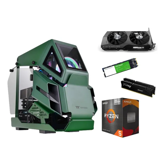 Pc Gamer T200 Green Rtx 4060 Ryzen 5 Ram 16gb Ddr4 1 Tb M.2