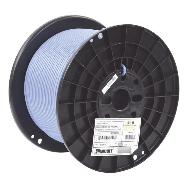 Bobina Utp Cat 6a Cable 305 Mts 23 Awg Cobre Color Azul