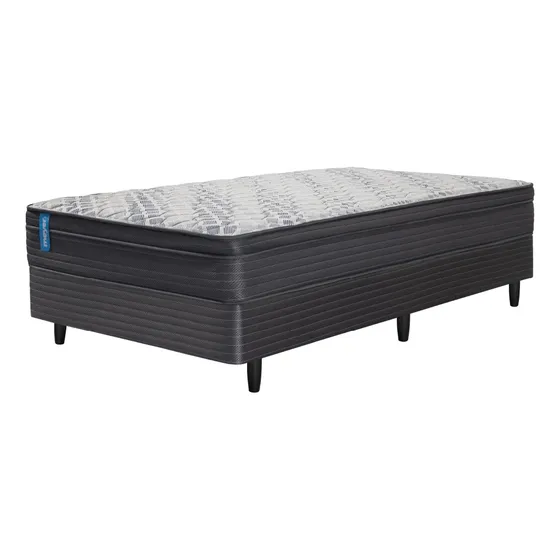 Sommier Y Colchon 1 Plaza Y Media (100x190) Meyer Sleep Plus Color Gris