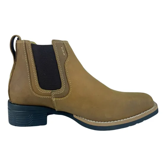 Bota Modelo Botina Zebu Cano Curto Marrom Claro 100% Couro