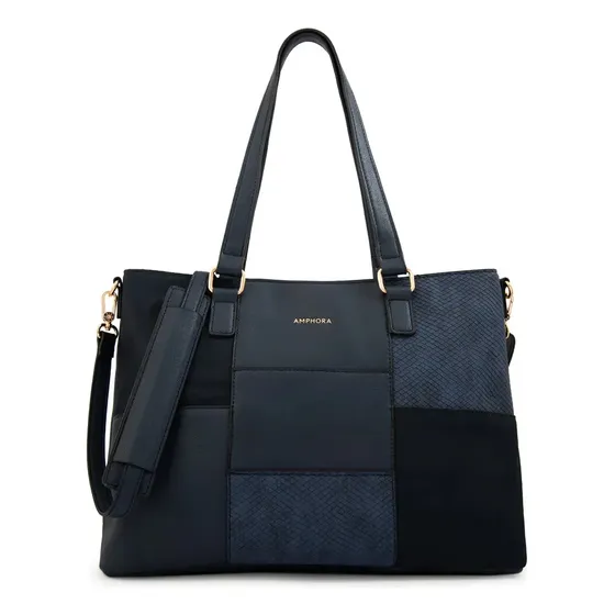 Cartera Tote Tres Divisiones Daranita Mediana Azul Oscuro Azul Oscuro Igual A La Foto Del Producto