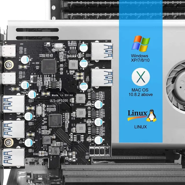 Ulansen Tarjeta De Expansión Usb 3.0 De 7 Puertos Pci-e Un T