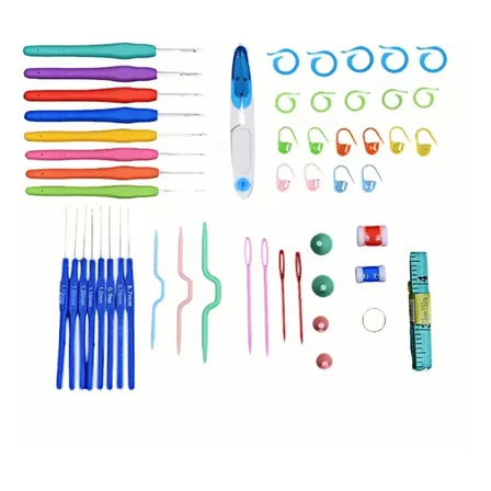 Kit Crochê Completo 16 Agulhas E Acessórios Costura Azul
