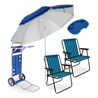 Guarda Sol + 2 Cadeiras Praia+ Porta Copos+ Carrinho Avanço Guarda Sol + 2 Cadeiras Praia+ Porta Copos+ Carrinho Avanço