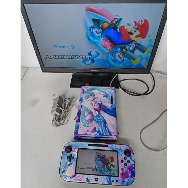 Nintendo Wii U Con Skin Anime Y Usb De 64 Gb Con Juegos