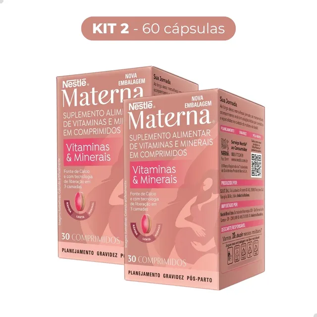 Kit Vitaminico Gravidez Materna Nestle Original 60 Unids