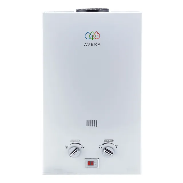 Calentador de agua Instantáneo Gas LP, 12 Litros/Minuto, Boiler de Paso para 2.5 Servicio, Fácil Instalación, Ahorro de Gas y Agua Caliente al Instante, AVERA C12L