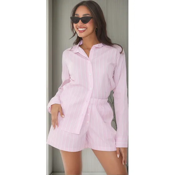 Camisa + Short Rayado - Conjunto Bucarest Mujer . .