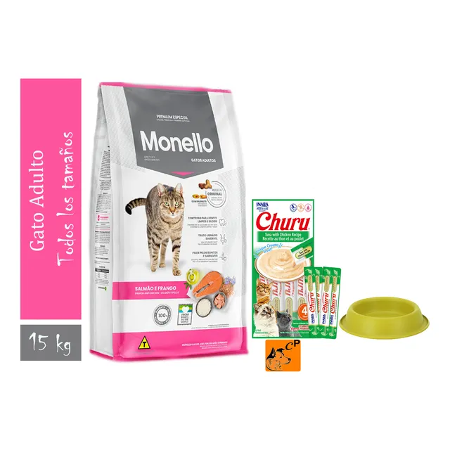 Alimento Monello Gato Adulto De 15 Kg, Sabor Salmon Y Pollo!