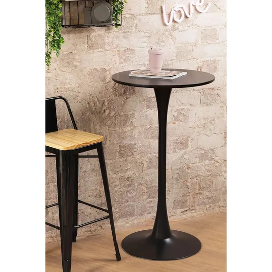 Mesa Centro Coctelera Redonda Tulip Bar Base Metálica Alta
