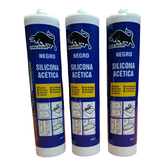Silicona Sellante Adhesivo Negra Acetica 280ml 3unid