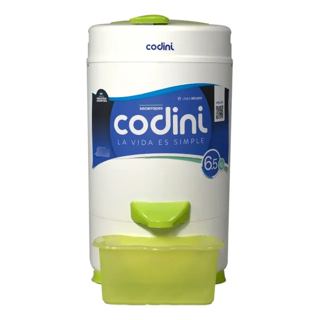 Secarropas Codini Innova 6.5kgs Tambor Acero Inox. 2800rpms Color Blanco/verde
