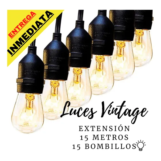 Extension Luces Vintage Edison 15 Metros Restaurante Cafe