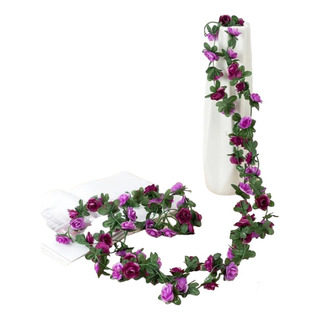 1 Corrente Trepadeira De Rosas Artificial Lilás De 2,50m 1 Corrente Trepadeira De Rosas Artificial Lilás De 2,50m