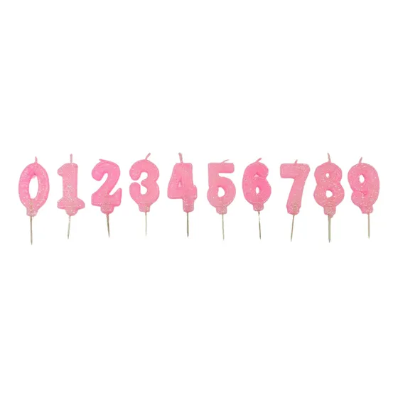 Vela Cumpleaños Numero Gibre Rosa Con Base X 1unidad