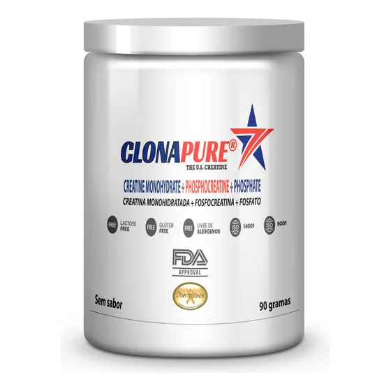 Clonapure® (fosfocreatina) Puro - Sem Adições - Pote 90g Sabor Sem Sabor
