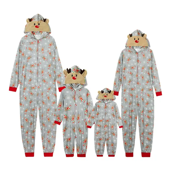 Pijama Com Capuz Em Família De Natal Combinando Para O Casal