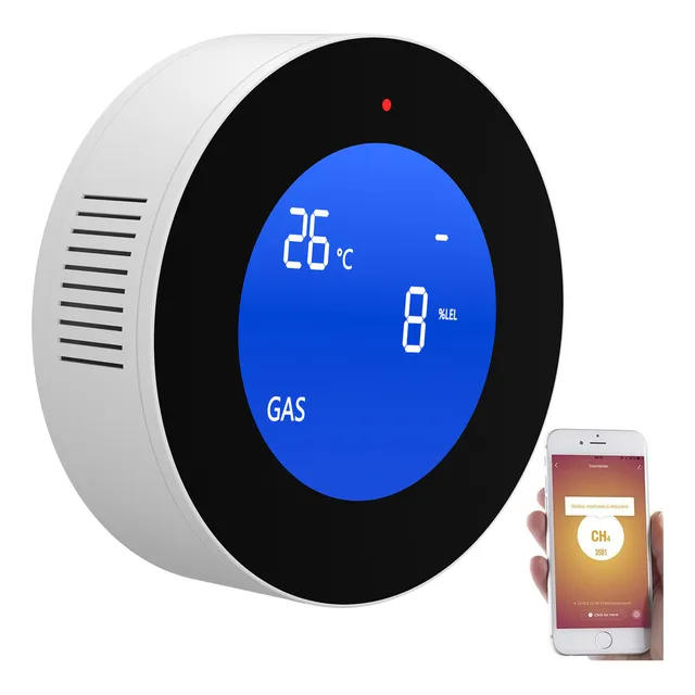 Alarma Detector Gas Humo Movimiento Seguridad Hogar Wifi Color Negro