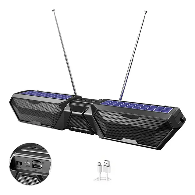 Sonido Solar Recargable Portátil, Bluetooth, Radio Fm