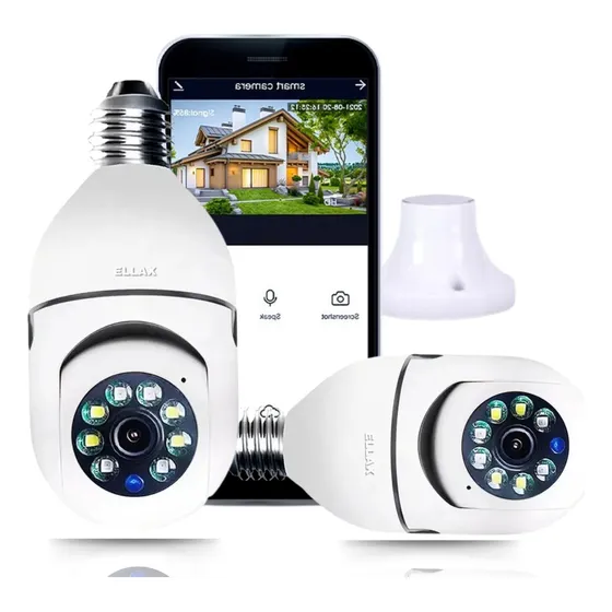 Camera Lampada Giratória ELLAX 1080p Externa Prova D'água Cor Branco