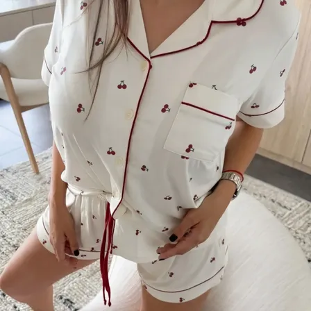 Pijama Mujer Saten Short Y Camisa Corta Suave | Ganga Home Sweet | Cereza M