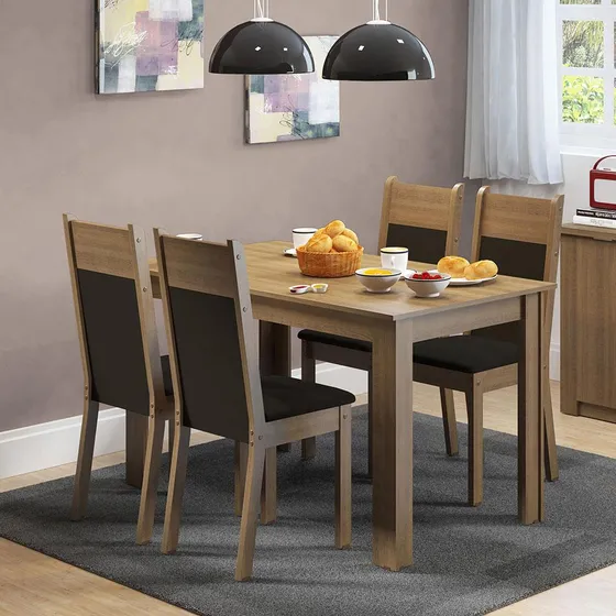 Juego De Comedor Con Mesa Y 4 Sillas Madesa Havana Color Marrón/negro
