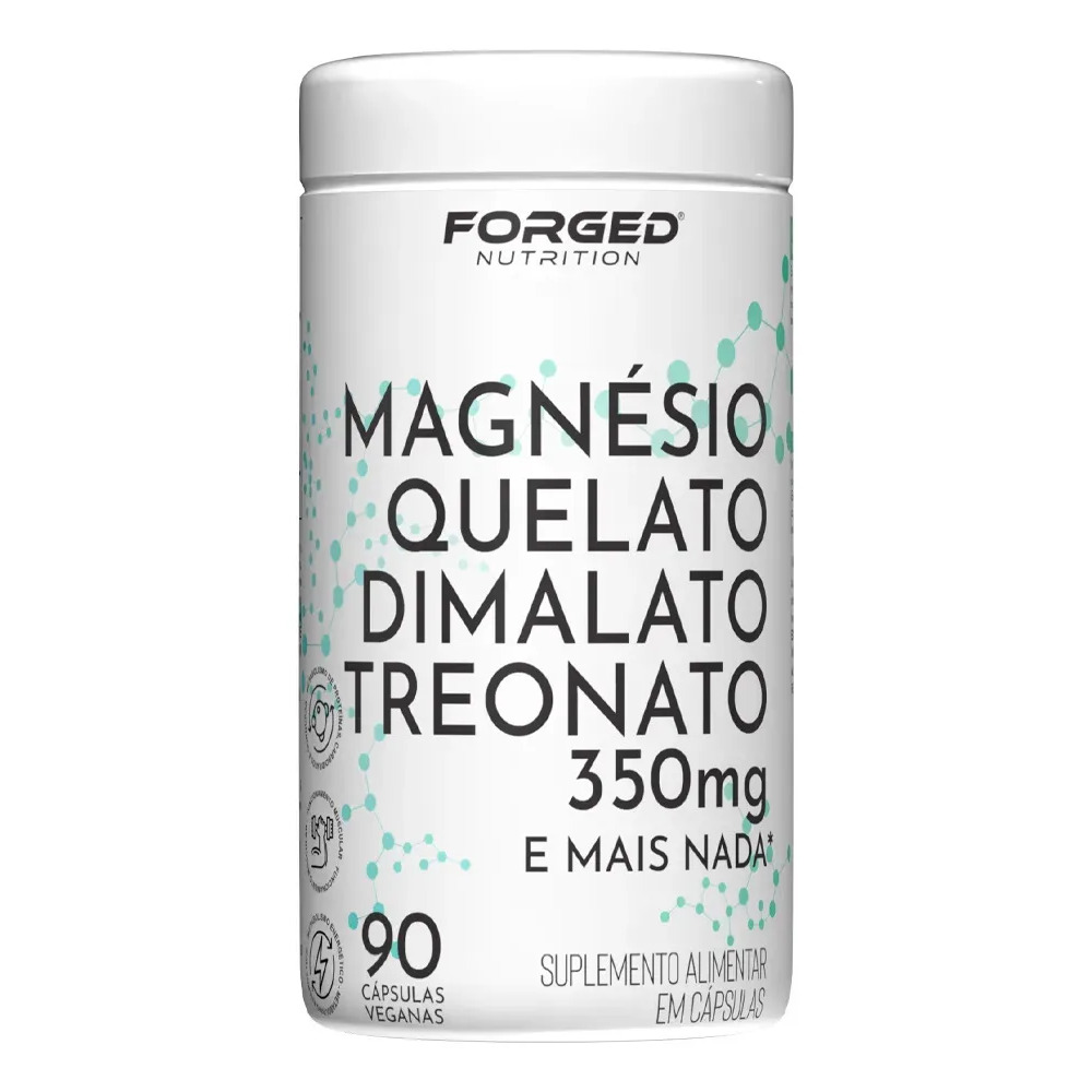Tri Magnésio Quelato Dimalato Treonato 350mg 90 Cápsulas, Fórmula Avançada Tripla Ação, Alta Absorção Forged Nutrition