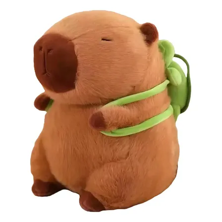 Capivara de Pelúcia Filó com Mochila Tartaruga Gigante Marrom