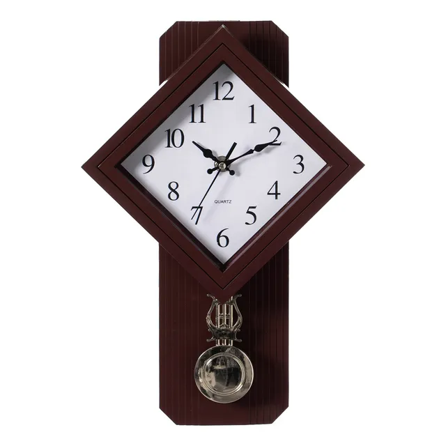 Reloj Pared Plastico Pendulo Madera Cuadrada Tradicional