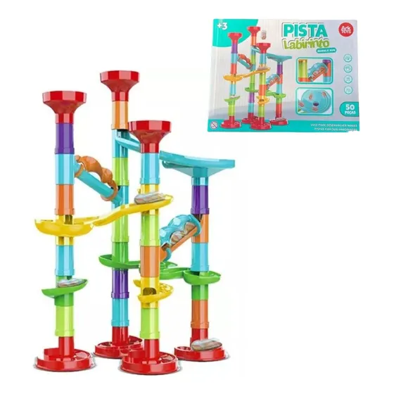 Pista De Corrida Labirinto Rola Bola 50 Peças - Ark Toys