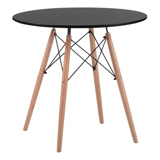 Mesa Redonda De Vidrio Con Pata De Madera 80cm Comedor Sala