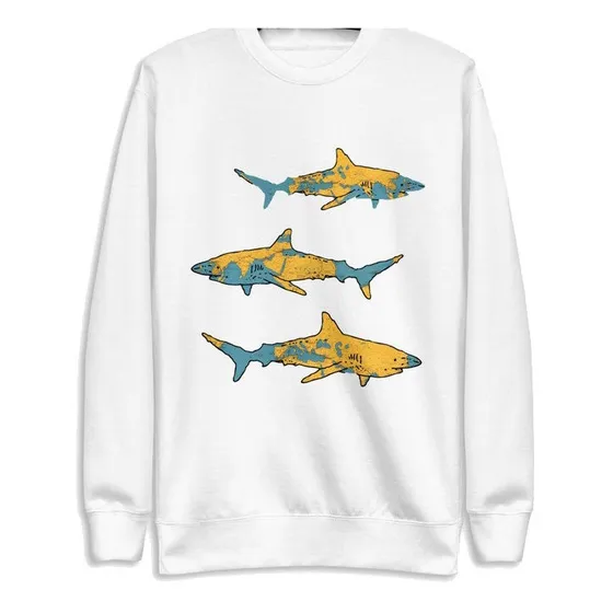 Sudadera Comoda Tiburones Colores Tiburon Blanco Shark Moda