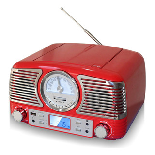 Techplay Qt62bt Red, Cd Estéreo Compacto De Diseño Retro, Co Techplay Qt62bt Red, Cd Estéreo Compacto De Diseño Retro, Co