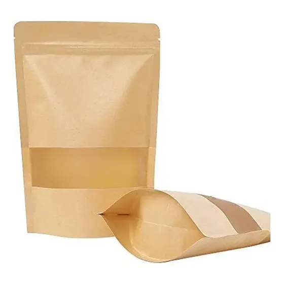 Pack 50 Bolsas Doypack Hermetico Kraft Con Ventana 14x9 | Cuotas sin interés