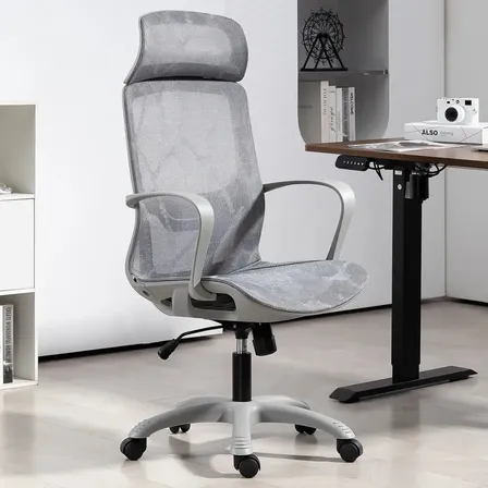 Cadeira Escritório Ergonômica Encosto Em Tela Respirável Cinza Malha PYTHON FLY
