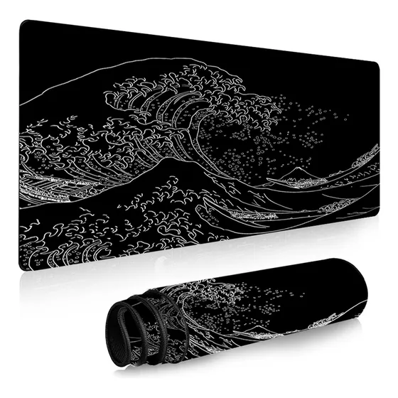 Mouse Pad Alfombrilla Ratón Ondulada Antideslizante800*300mm Color Negro