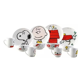 Vajilla De Snoopy Y Sus Amigos Porcelana Colección 12 Piezas Vajilla De Snoopy Y Sus Amigos Porcelana Colección 12 Piezas