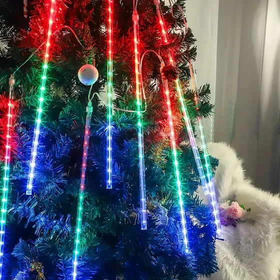 Luces Navidad Multicolor Tipo Lluvia (2 Pzas) 2.4m Largo C/u