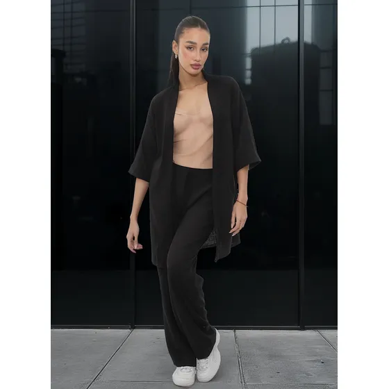 Pantalón Palazzo + Kimono - Conjunto De Lino Oslo Mujer .
