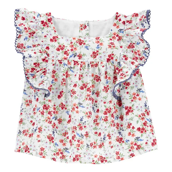 Blusa De Algodón Con Volados Diseño Floral Oshkosh 1p26471